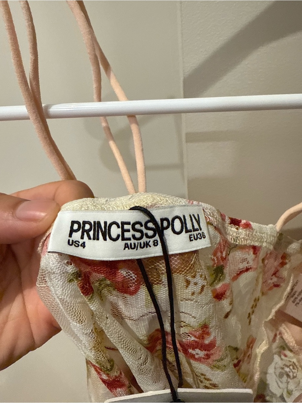 NWT Princess Polly Amessa Lace Top Floral Pink and Beige - Picture 5 of 5